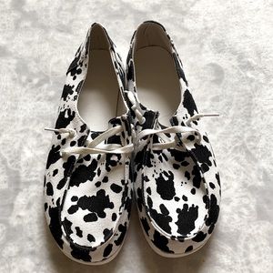 Cow Print Slip Ons